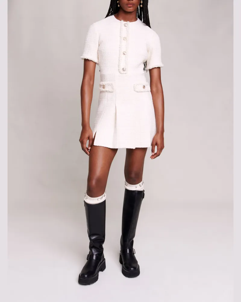 Maje Kurzes Tweedkleid - Ecru Ecru