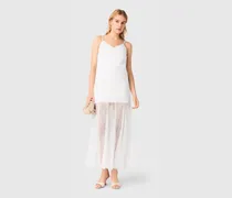 Taftkleid Mit Spitze - Weiß