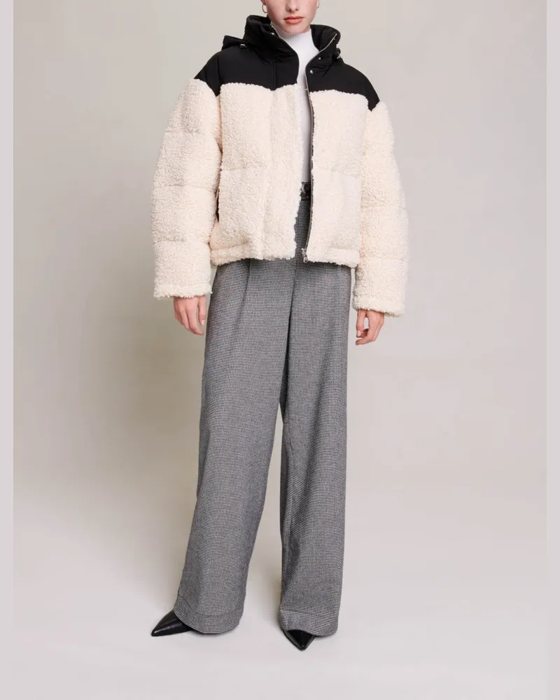 Maje Zweifarbige Steppjacke - Ecru Schwarz Ecru