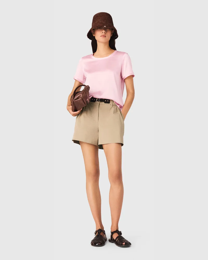 Maje Kurzärmeliges Top Aus Seide - Rosa Rosa