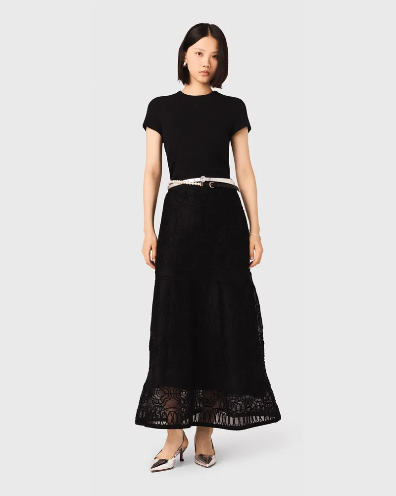 Maje Bestickter Basket-strickrock - Schwarz Schwarz