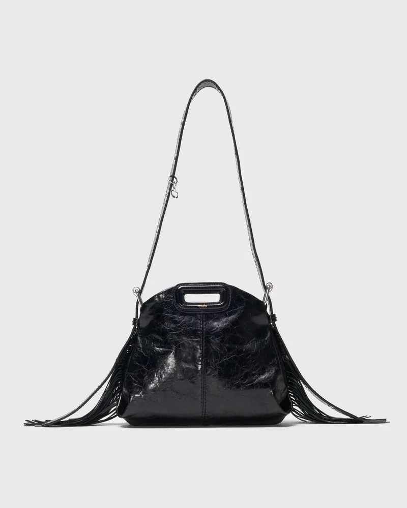 Maje Miss M Mini Tasche Craqueléleder - Schwarz Schwarz