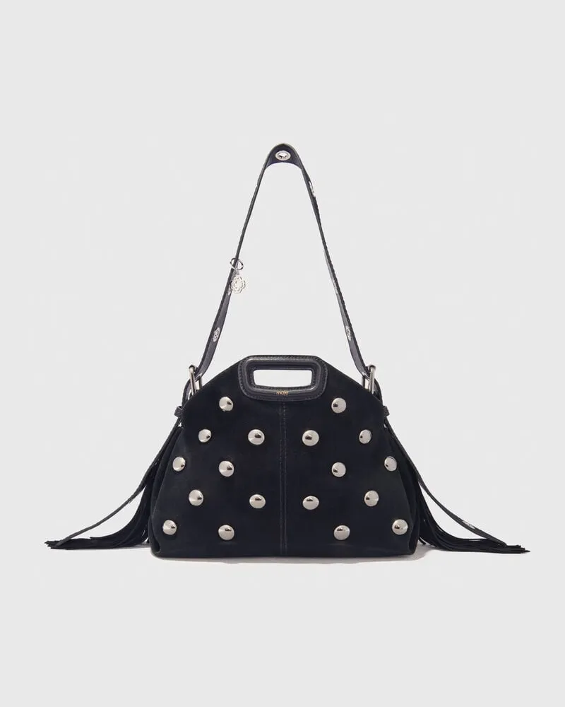 Maje Tasche Miss M, Velours Und Nieten - Schwarz Schwarz