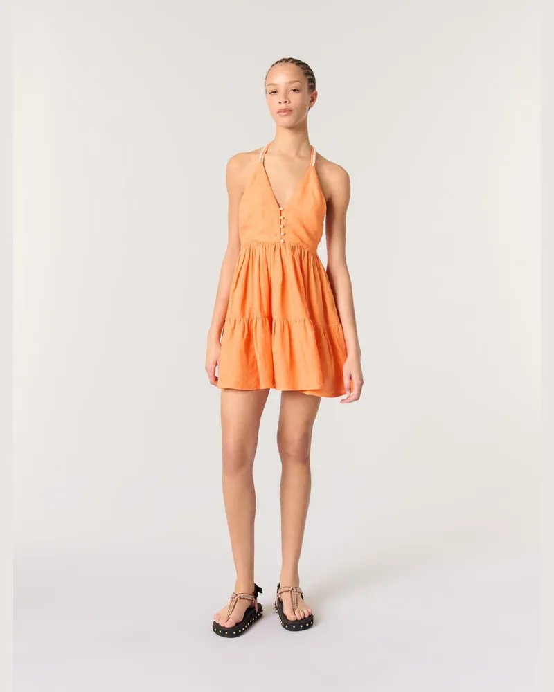 Maje Kurzes Leinenkleid - Orange Orange