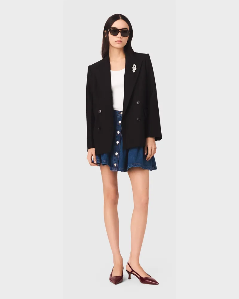 Maje Doppelreihige Jacke - Schwarz Schwarz