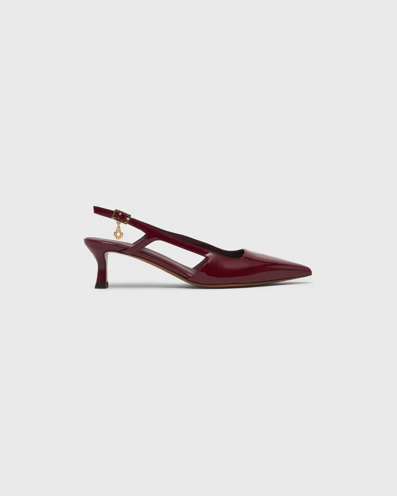 Maje Slingback-pumps Aus Lackleder - Rot Bordeaux Bordeaux