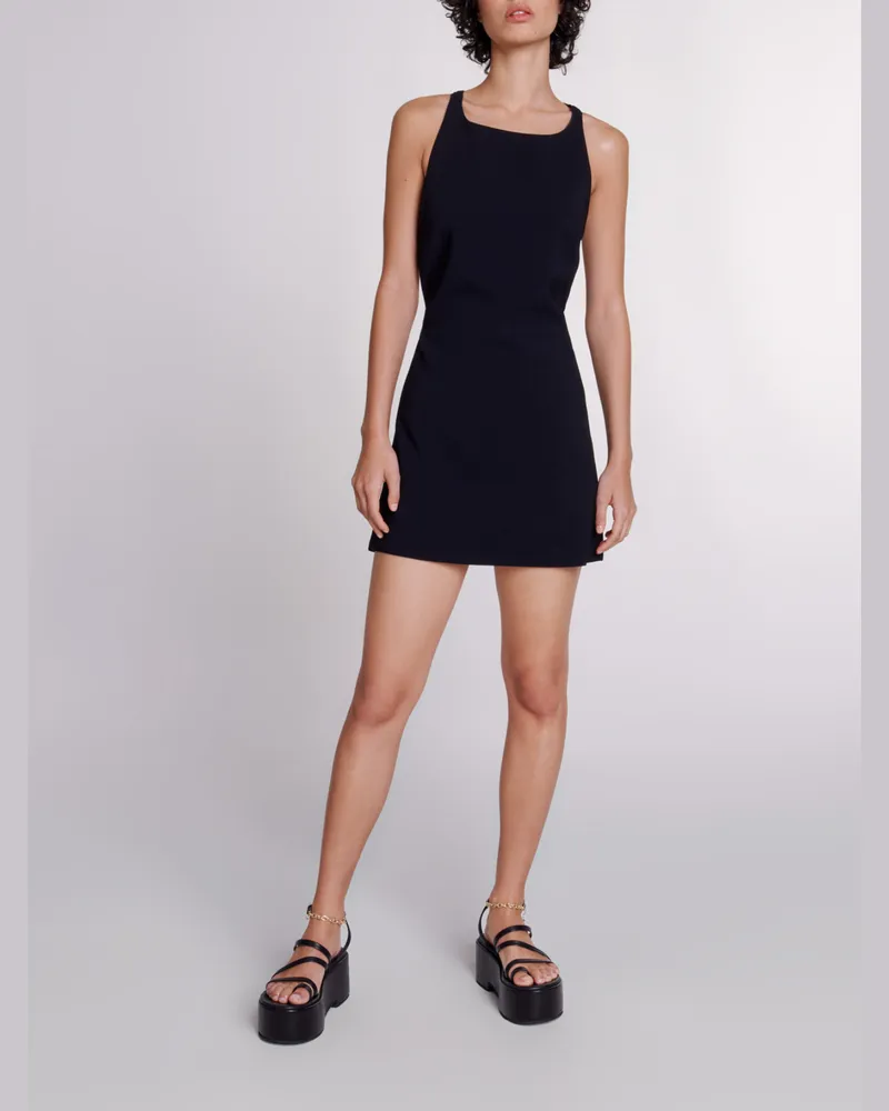 Maje Kurzes Kleid Mit Bindebändern - Schwarz Schwarz
