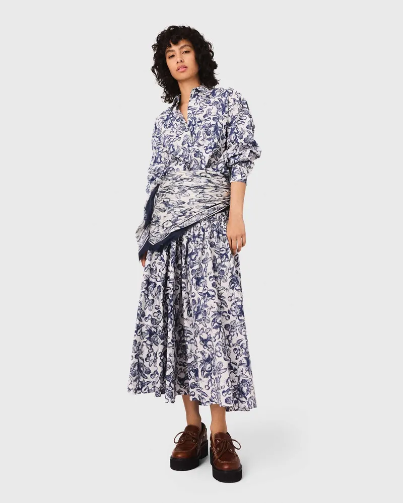 Maje Langes Bedrucktes Hemd - Bleu Fruits Print Bleu