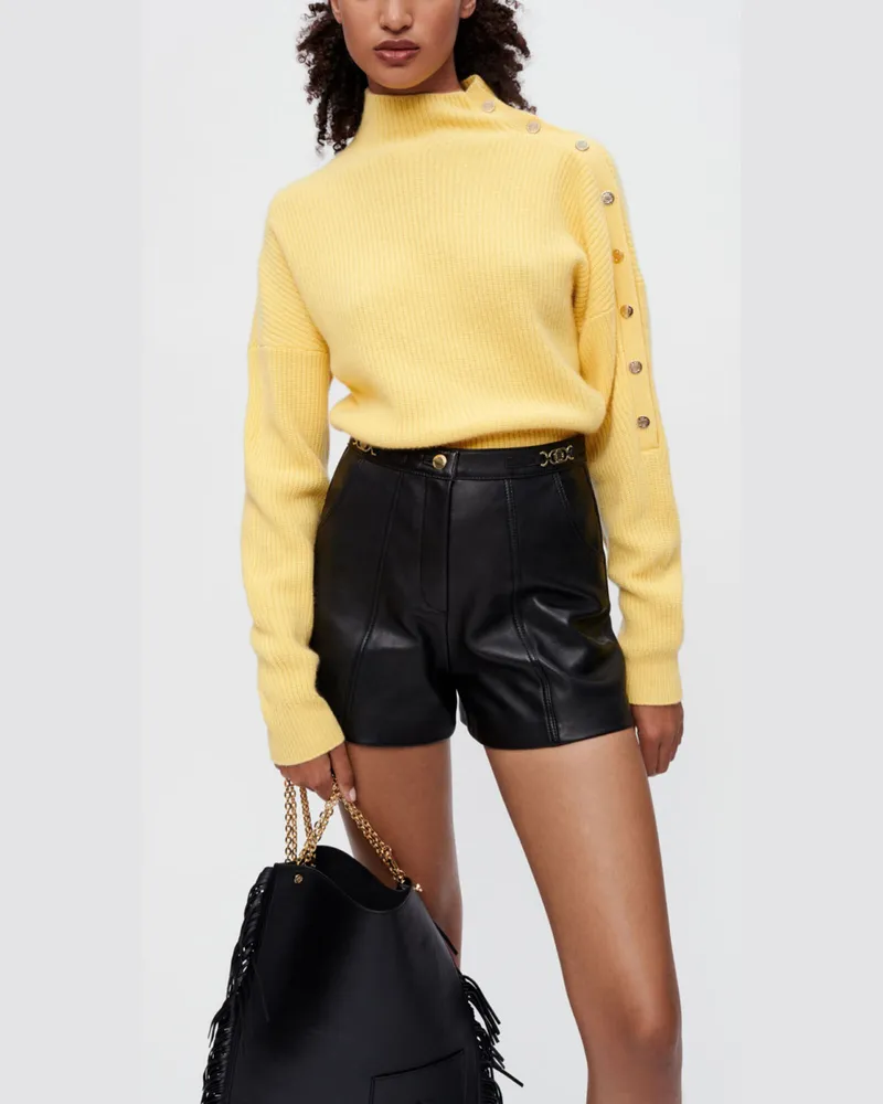 Maje Ledershorts Mit Metalldetails In Gold Schwarz