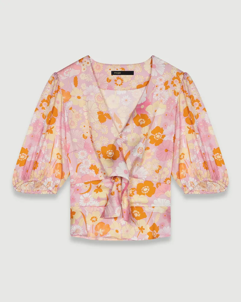 Maje Bedrucktes Fließendes Top - Flower-power Rosa Flower-power