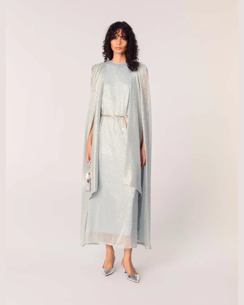 Maje Langes Cape-kleid Aus Lurex - Blau Himmelblau