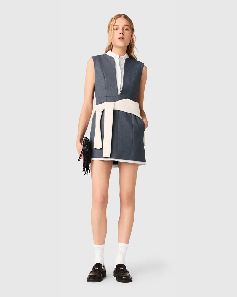 Maje Trompe-l'ail-blazerkleid - Grau Grau