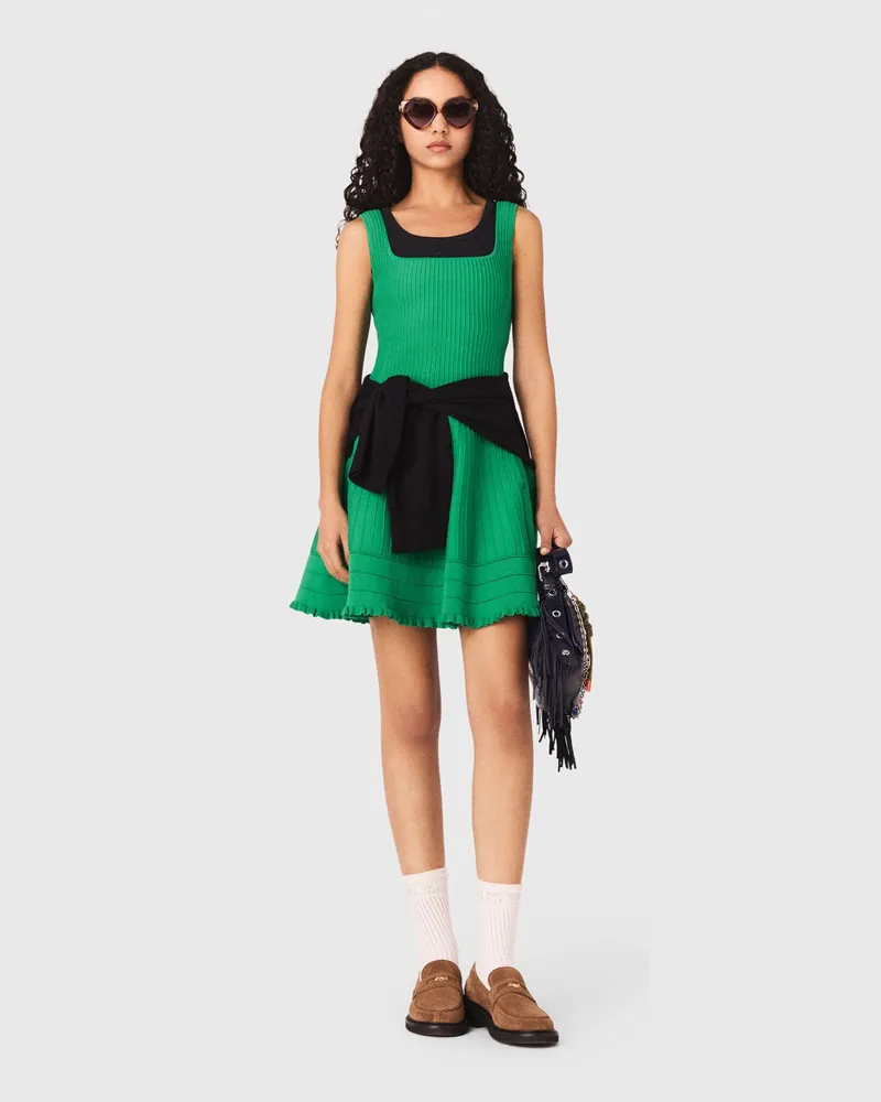 Maje Skaterkleid Aus Strick - Grün Grün