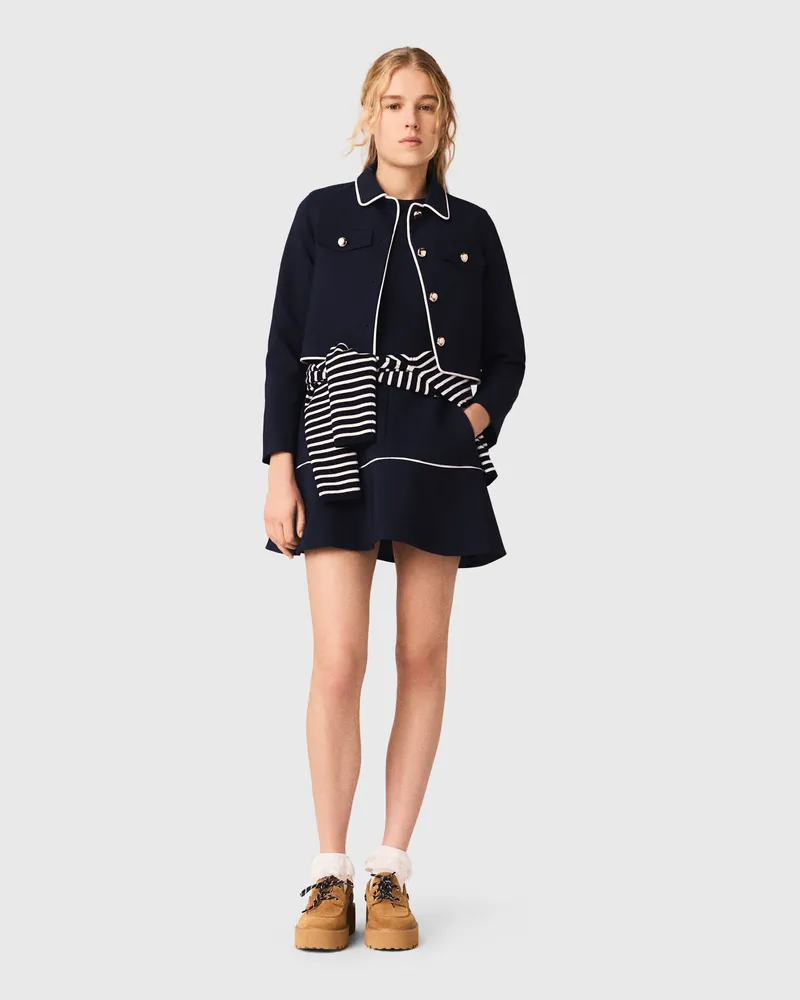 Maje Kurze Jacke Mit Kontrastkonturen - Marineblau Marine