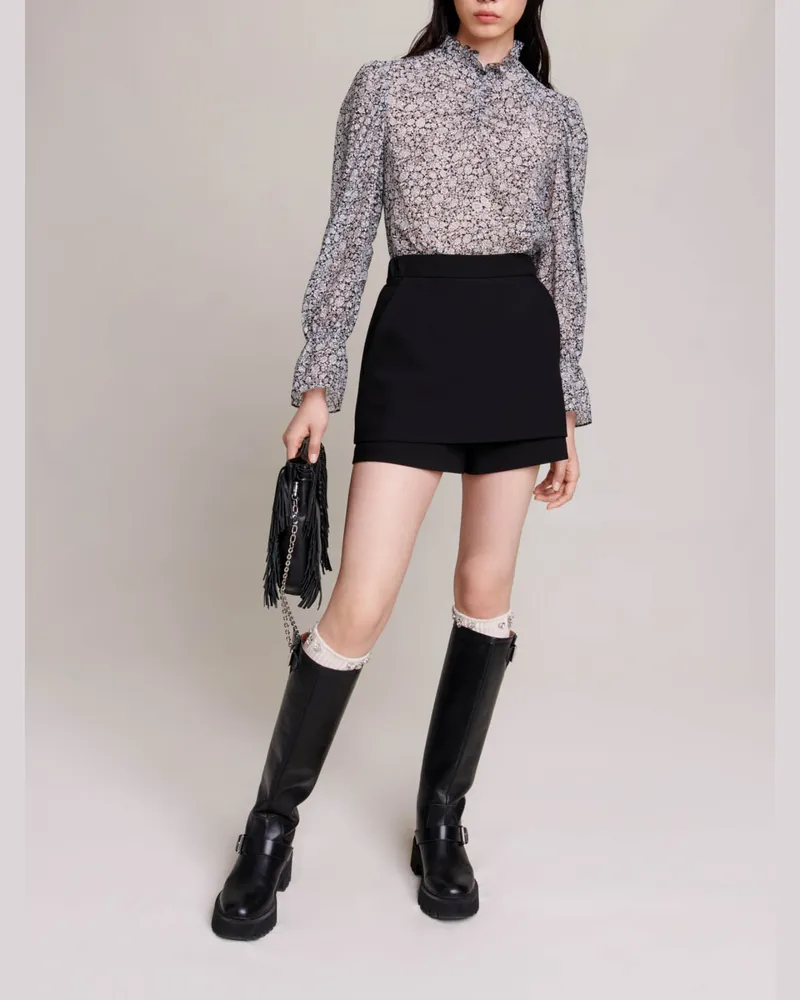 Maje Shorts Mit Krepp - Schwarz Schwarz