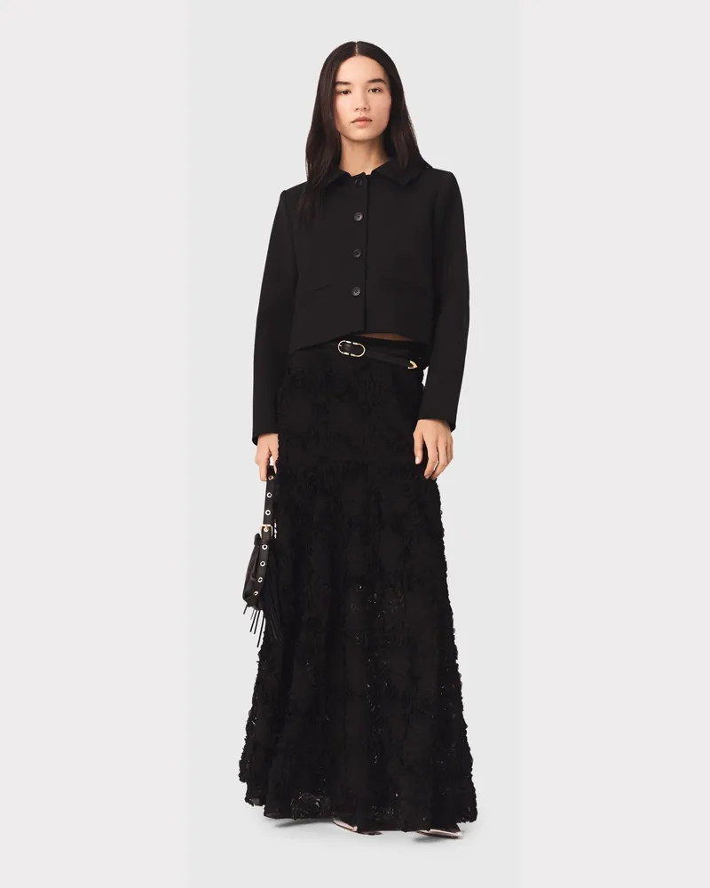 Maje Langer Rock Mit Stickereien - Schwarz Schwarz