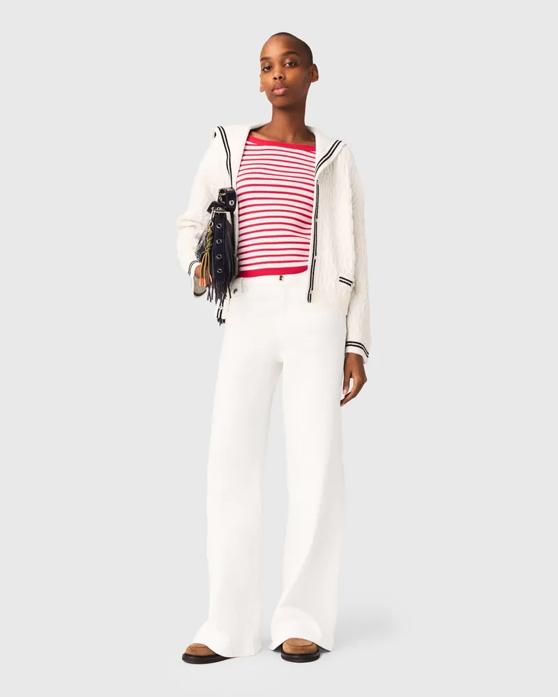 Maje Zopf-cardigan Mit U-boot-ausschnitt - Ecru Ecru