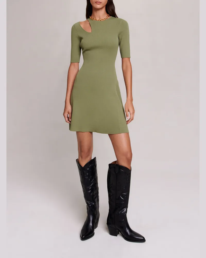 Maje Strickkleid Mit Cutout An Den Schultern - Khaki Khaki