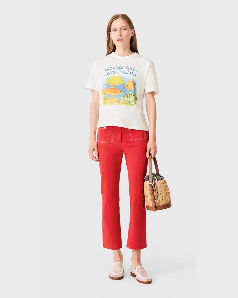 Maje T-Shirt Mit Fisch-print - Weiß Weiß