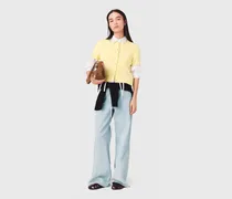 Rundhals-cardigan Mit Strass - Gelb