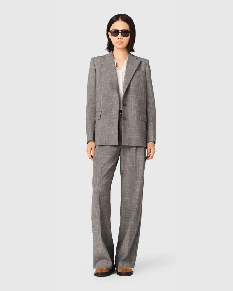 Maje Karierte Kostümjacke - Grau Grau