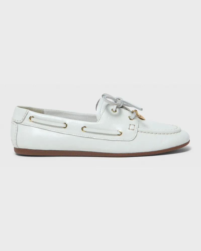 Maje Bootsschuh Aus Leder - Weiß Weiß