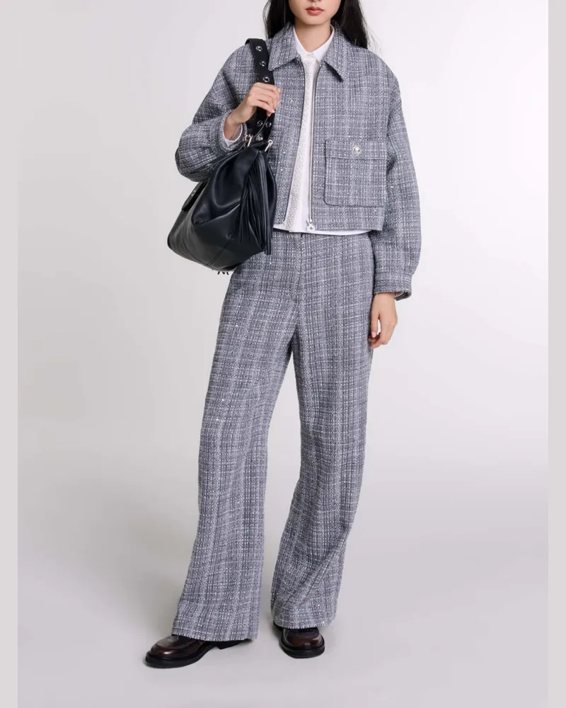 Maje Kurzer Blouson Aus Tweed - Grau Grau