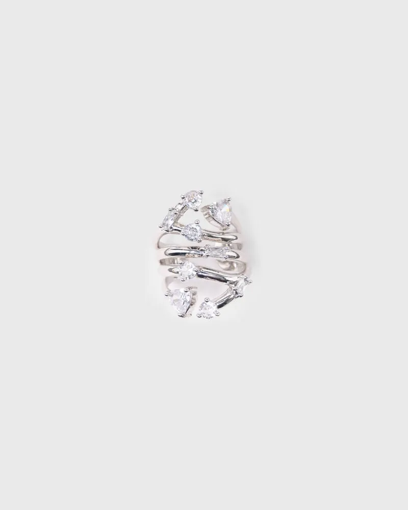 Maje Mehrreihiger Ring Mit Strass - Kristall Kristall