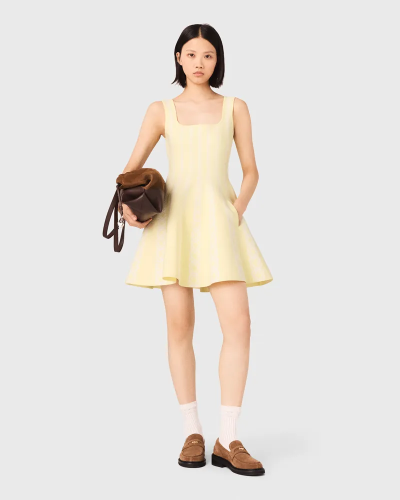 Maje Kurzes Kleid Aus Jacquard-strick - Gelb Blassgelb