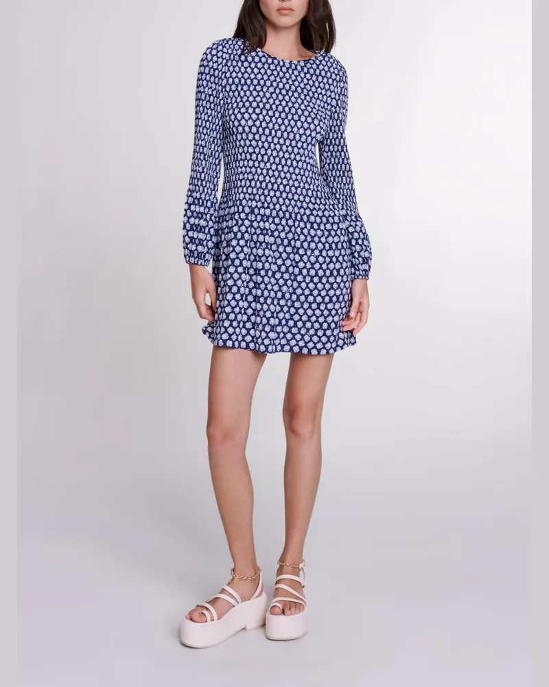 Maje Kurzes Blumenkleid - Clover Marine/ecru Clover