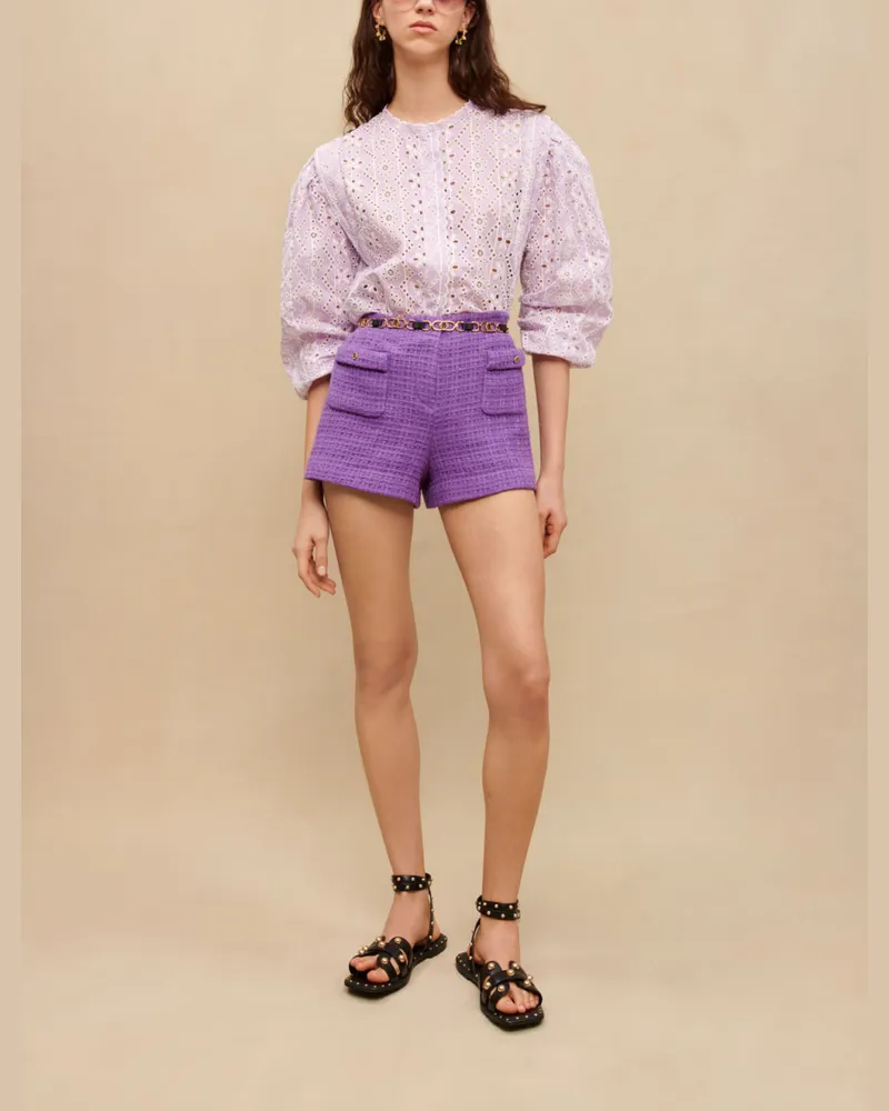 Maje Shorts Aus Tweed - Violett Violett