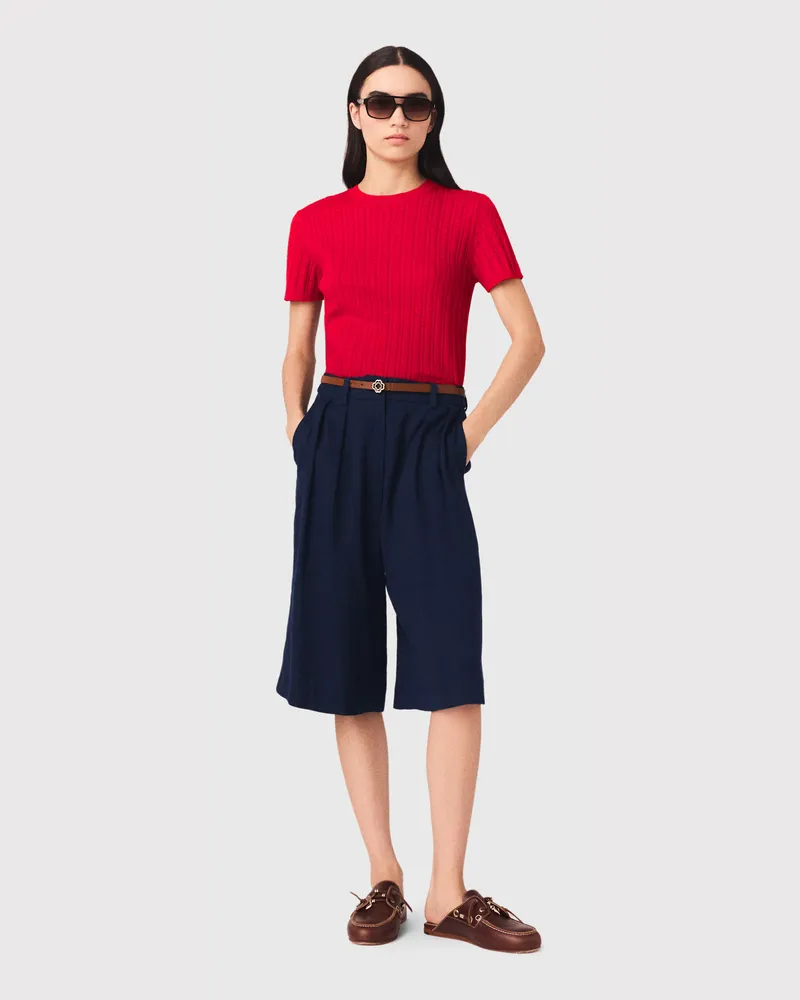 Maje Bermudashorts Aus Leinenmischung - Marineblau Marine