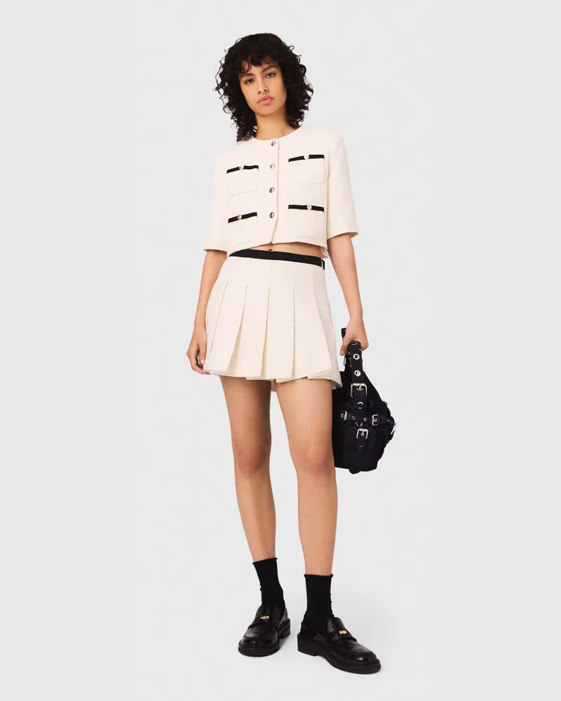 Maje Trompe-l'ail-shorts Aus Tweed - Ecru Ecru