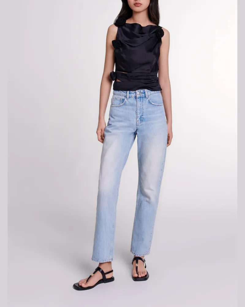 Maje Drapiertes Satintop - Schwarz Schwarz