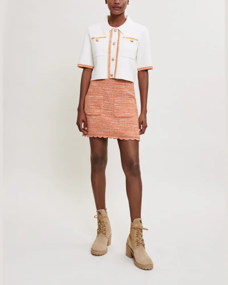 Maje Tweedrock Mit Geflochtenen Borten - Orange Orange