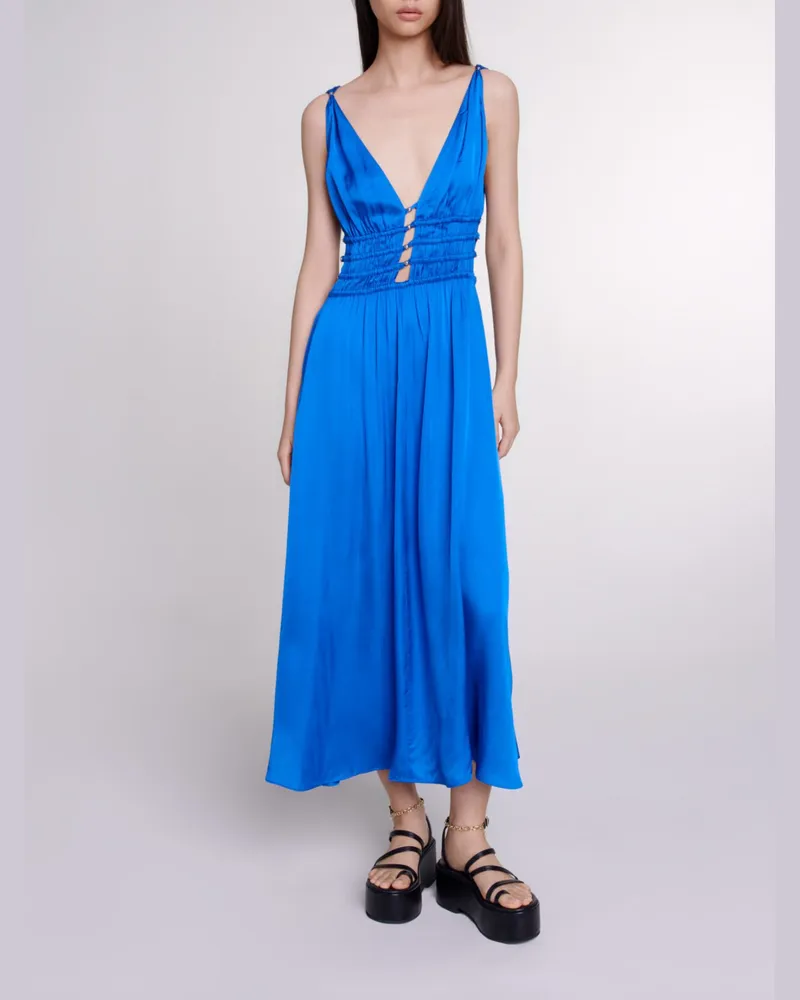 Maje Satinkleid Mit Cut-outs - Blau Blau