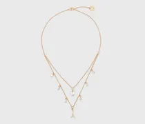 Doppelkette Mit Strass-anhängern - Golden