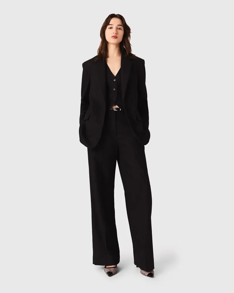 Maje Blazer Mit Strass - Schwarz Schwarz