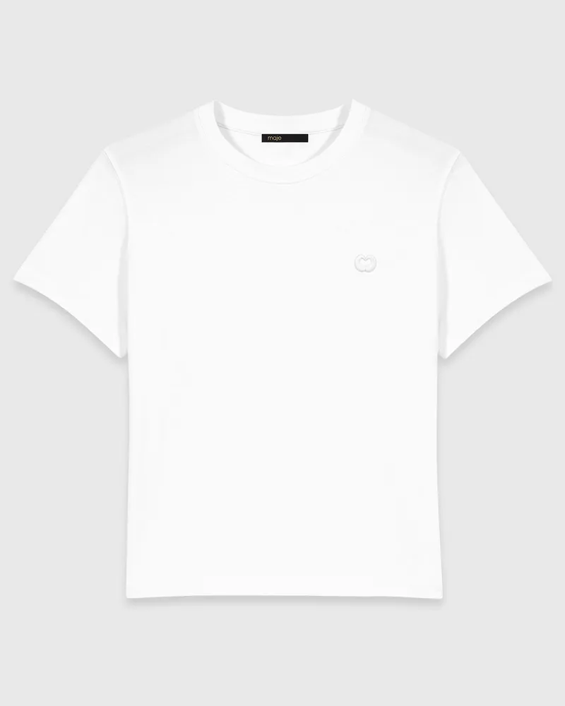 Maje T-Shirt Mit Kleiner Logostickerei - Weiß Weiß