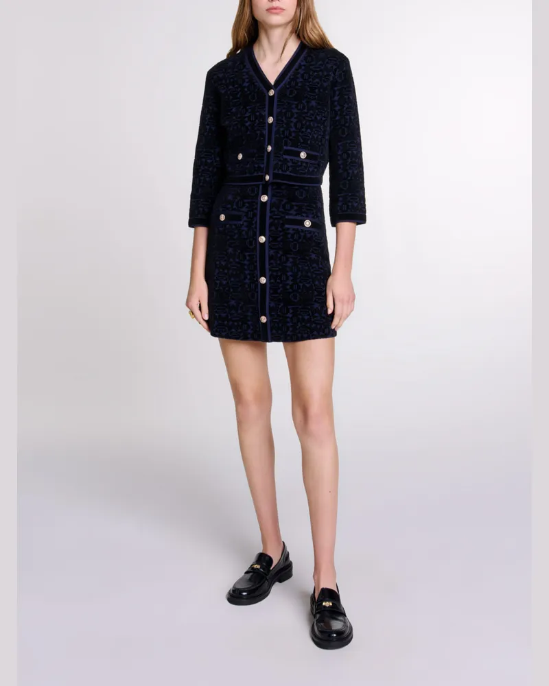 Maje 2-in-1-kleid Aus Samtigem Strick - Noir/marine Noir