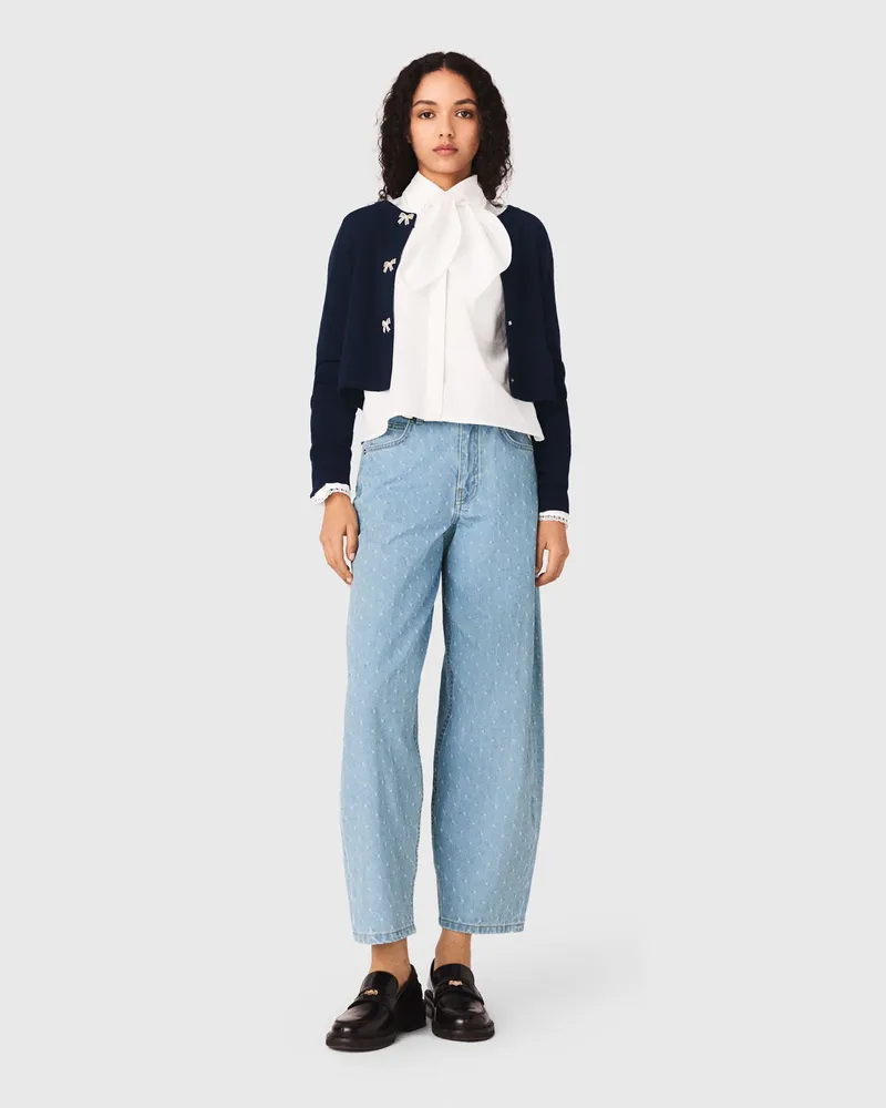 Maje Cardigan, Schmuck-schleifenknöpfe - Marineblau Marine