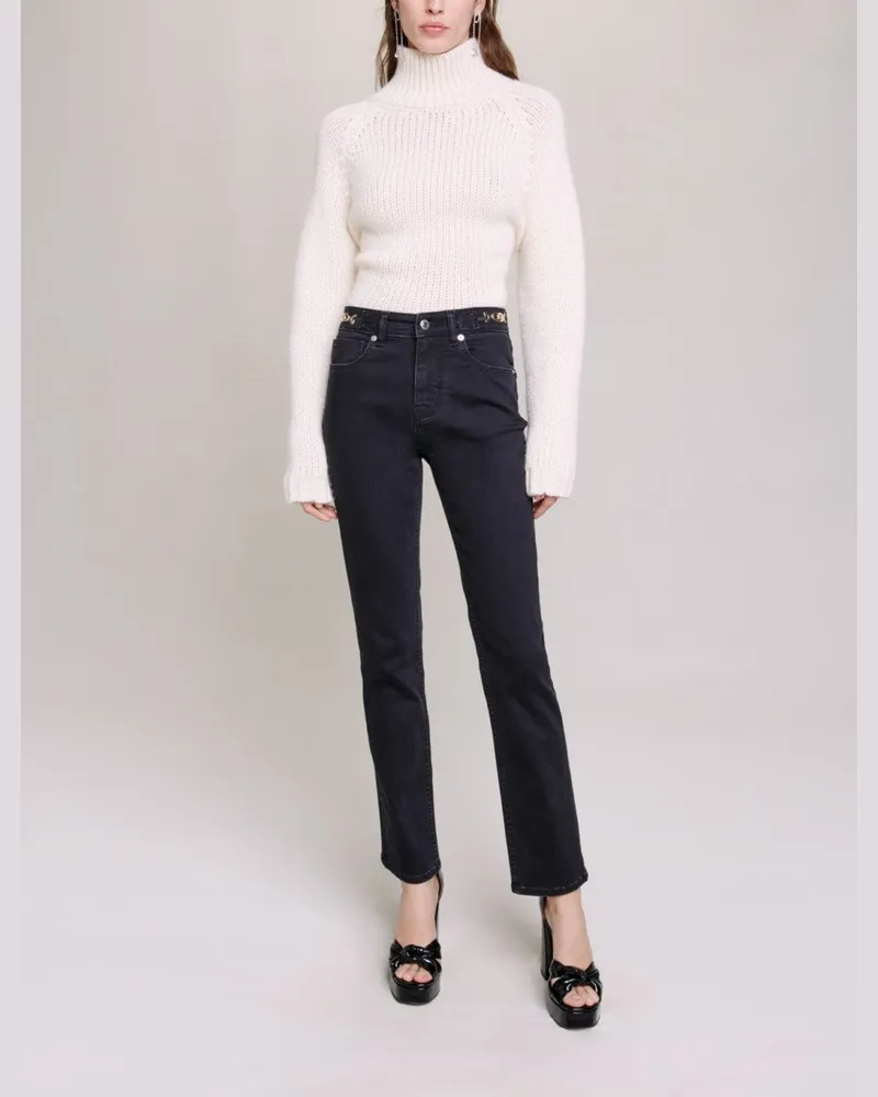 Maje Jeans Mit Gliederketten Und Fransen - Schwarz Schwarz