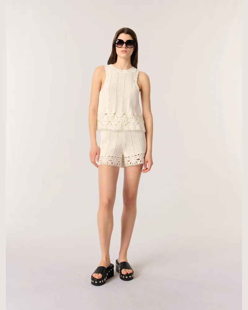 Maje Häkelshorts - Weiß Weiß