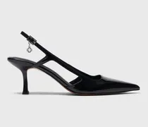 Slingback-pumps Aus Lackleder - Schwarz