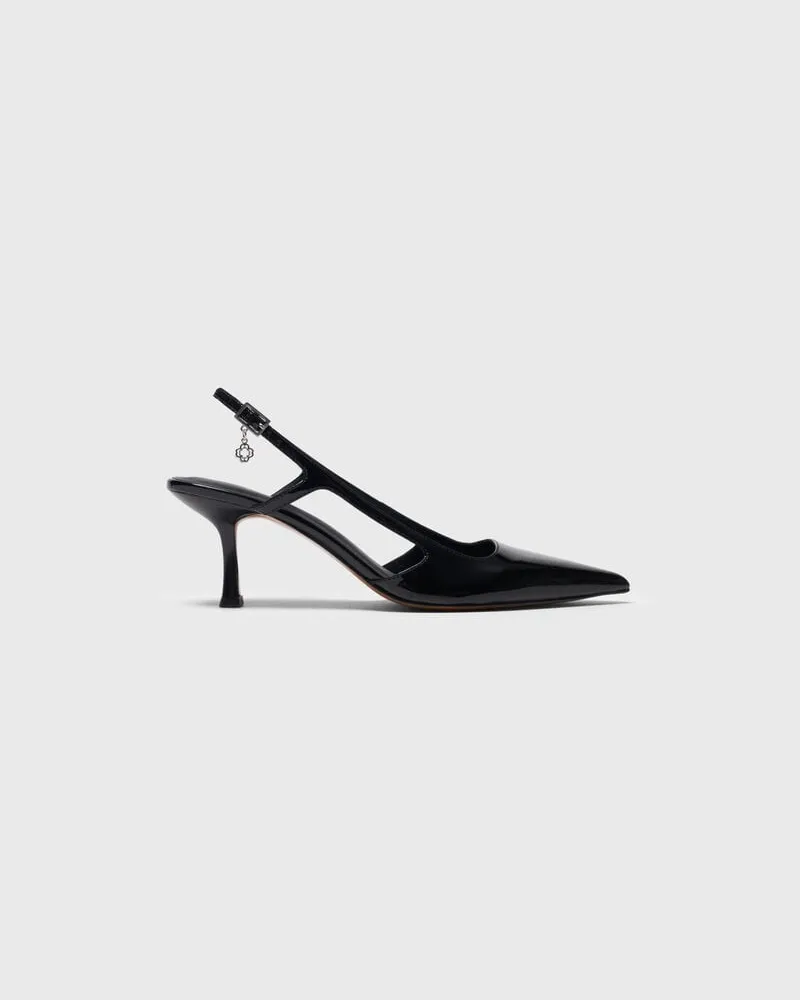 Maje Slingback-pumps Aus Lackleder - Schwarz Schwarz
