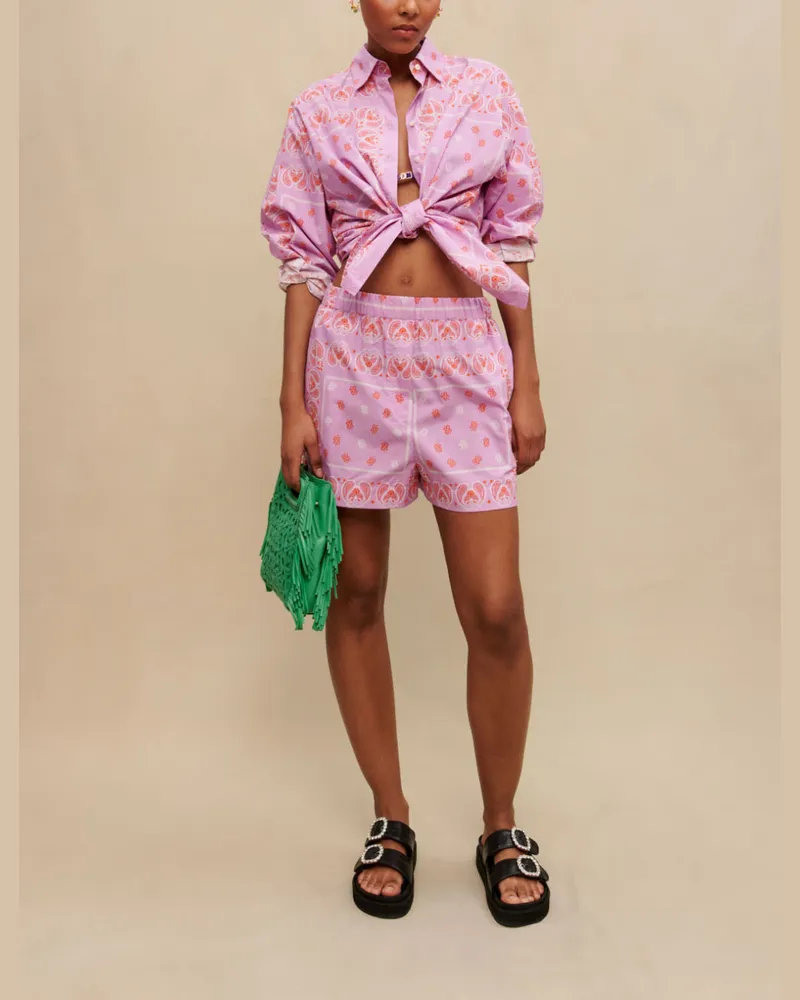 Maje Shorts Mit Paisleymuster - Bandana Rosa Bandana