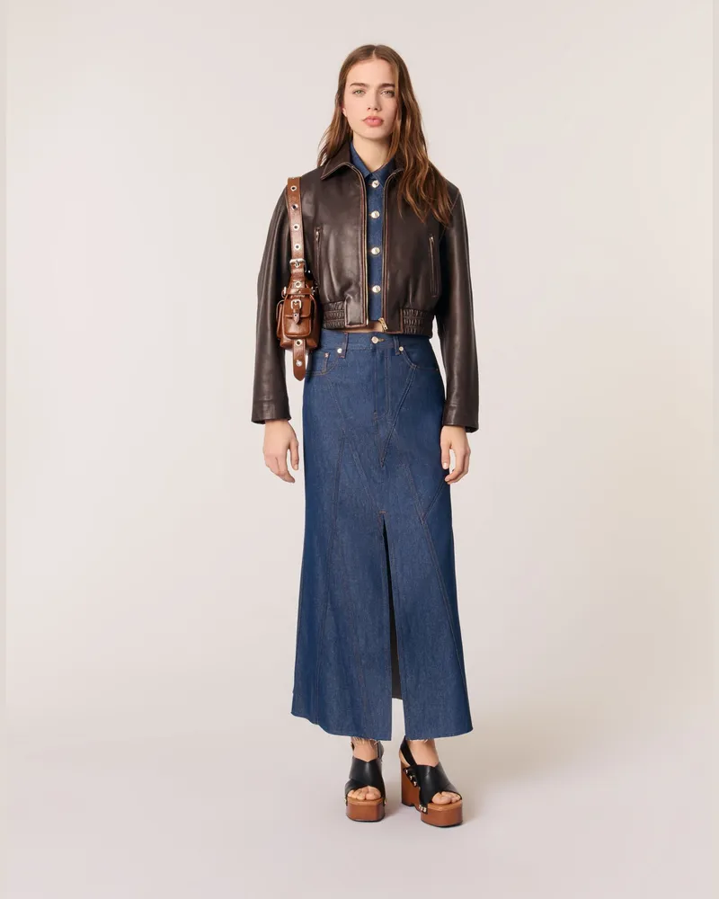 Maje Langer Jeansrock - Marineblau Marine
