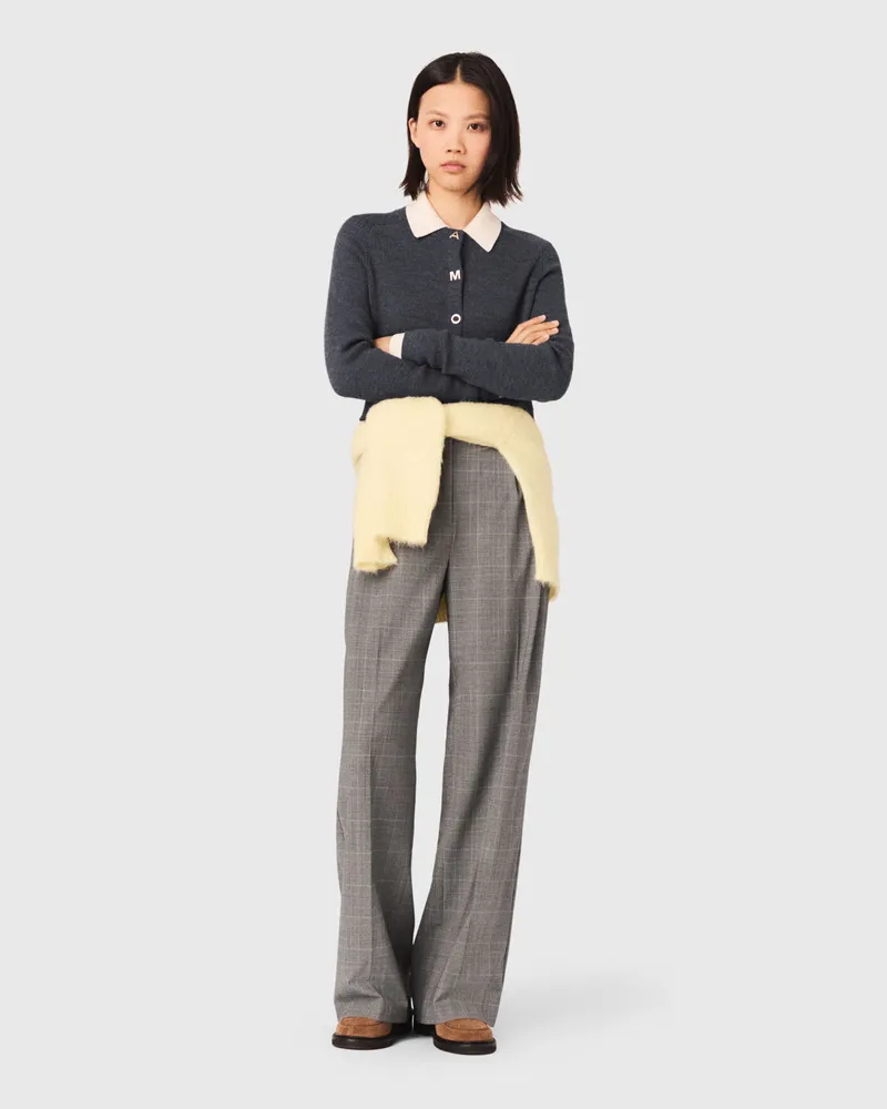 Maje Rippstrick-cardigan Mit Rundhals - Grau Grau