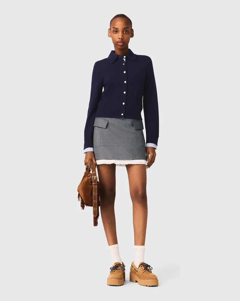 Maje A-linien-rock Aus Popeline Mit Band - Grau Grau