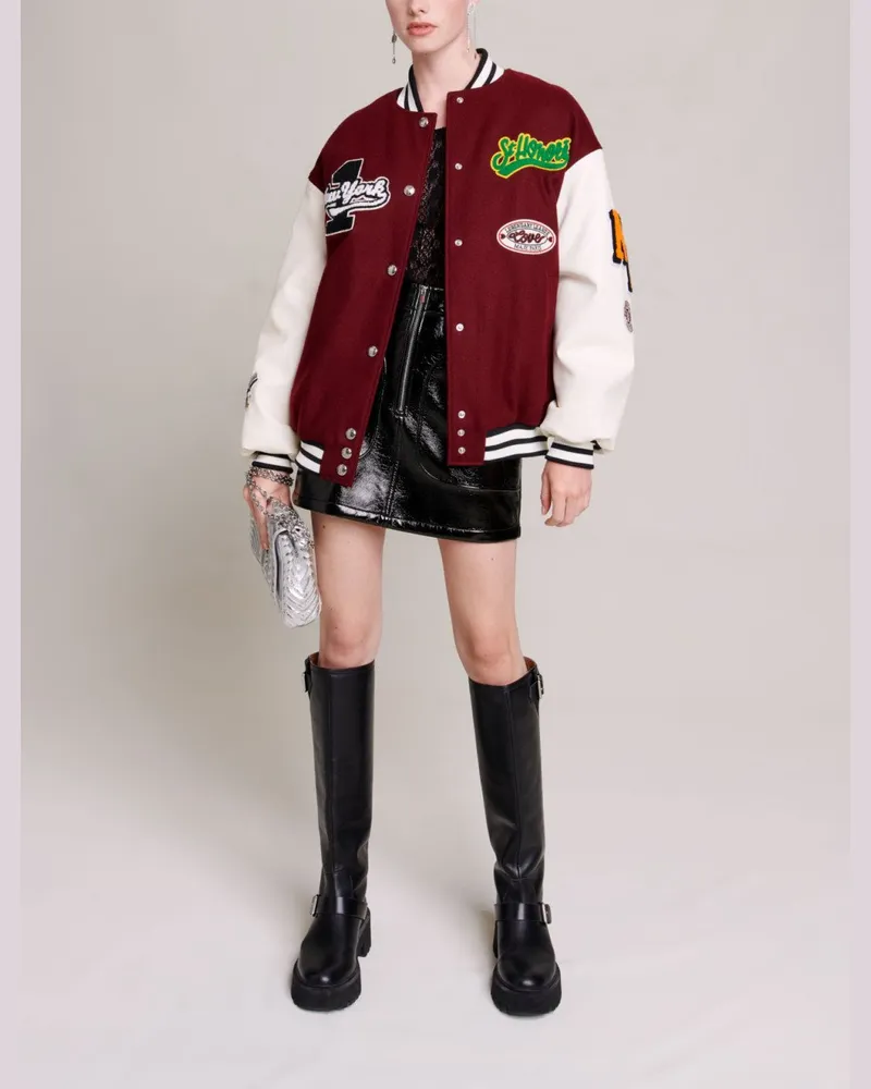 Maje Jacket - Bordeaux / Ecru Bordeaux